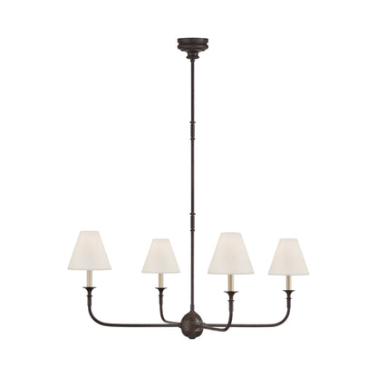 Piaf Chandelier in Aged Iron and Ebonized Oak (39-Inch/4-Light).