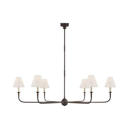 Piaf Chandelier in Aged Iron and Ebonized Oak (58-Inch/6-Light).