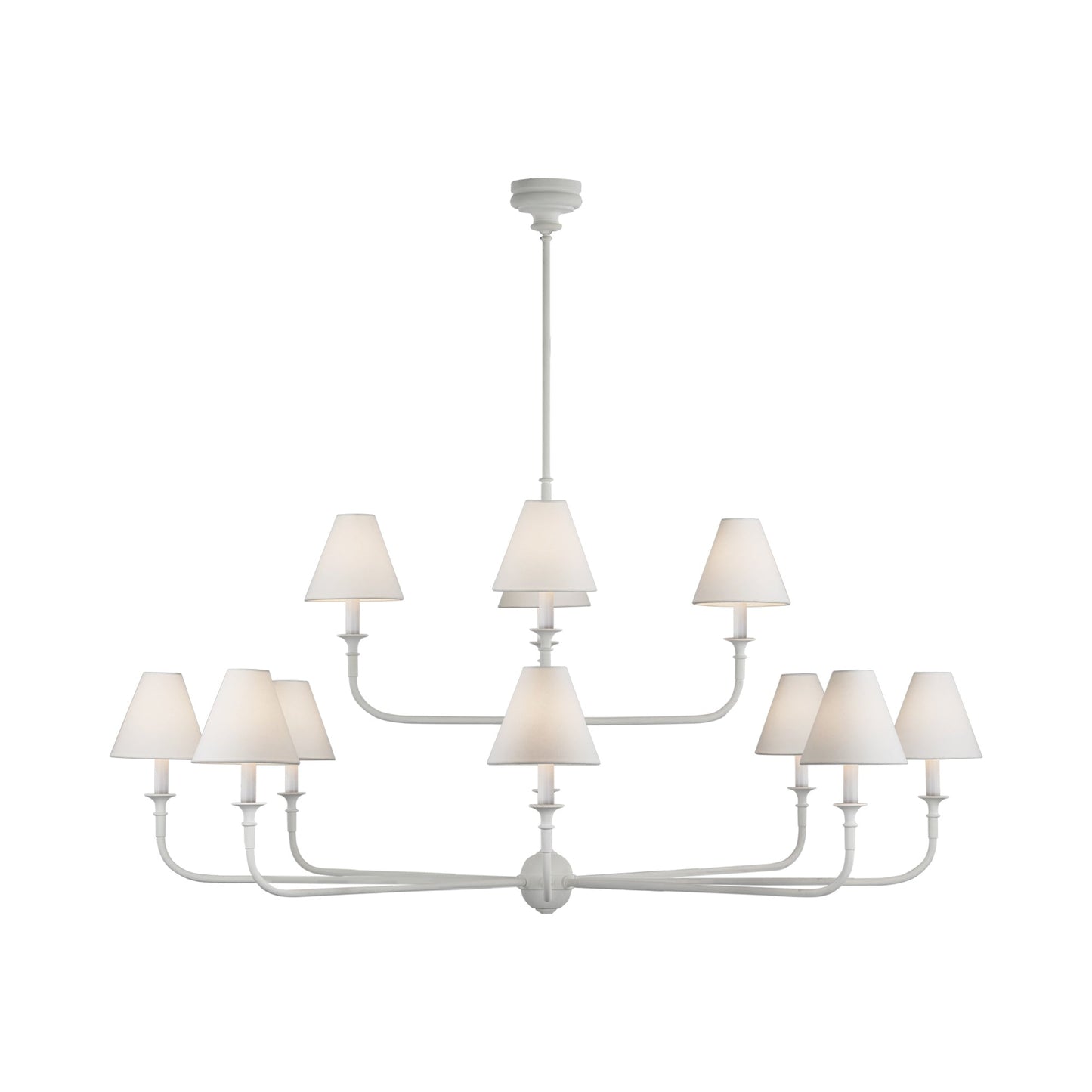 Piaf Chandelier in Plaster White (58-Inch/12-Light).