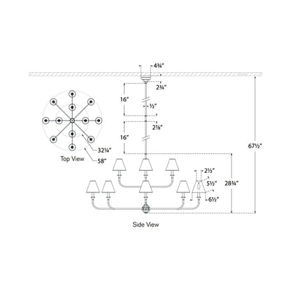 Piaf Chandelier - line drawing.