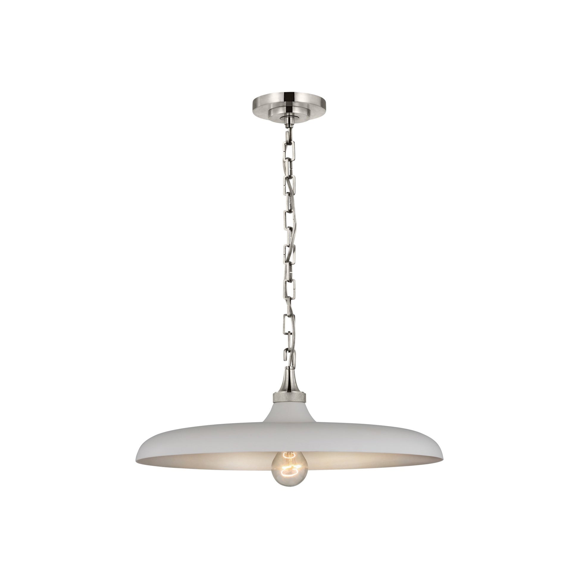 Piatto LED Pendant Light in Polished Nickel/Plaster White (Medium).