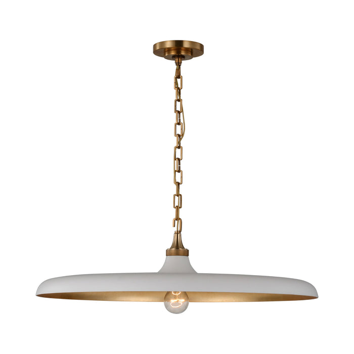 Piatto LED Pendant Light in Hand-Rubbed Antique Brass/Plaster White (Large).