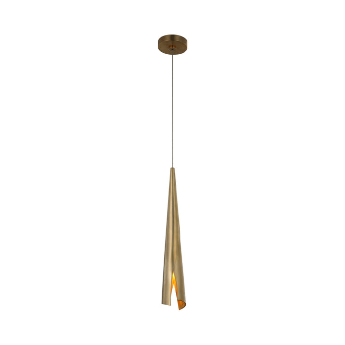 Piel LED Pendant Light in Antique-Burnished Brass (X-Small).