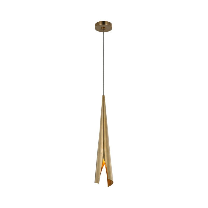 Piel LED Pendant Light in Antique-Burnished Brass (Small).