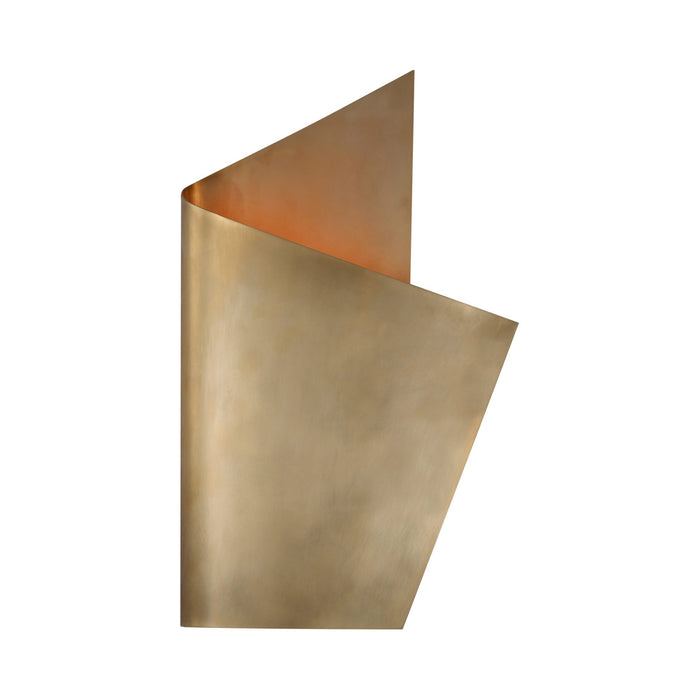 Piel Wrapped LED Wall Light in Right/Antique-Burnished Brass.