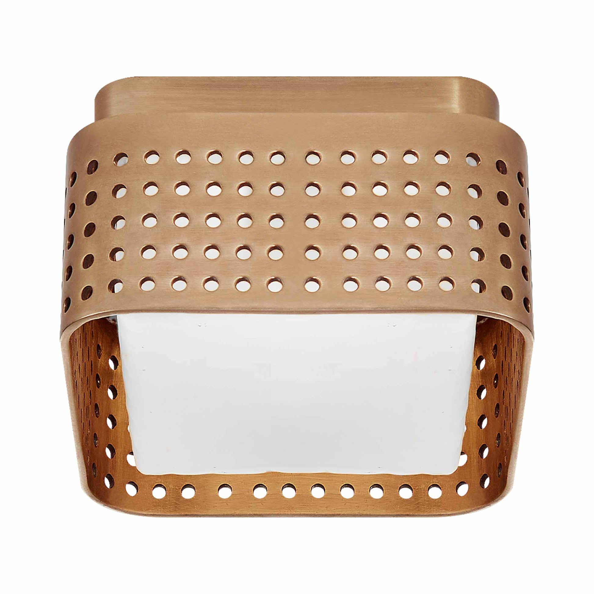 Precision LED Flush Mount Ceiling Light in Antique-Burnished Brass/Clouded Glass(4.5" Square).