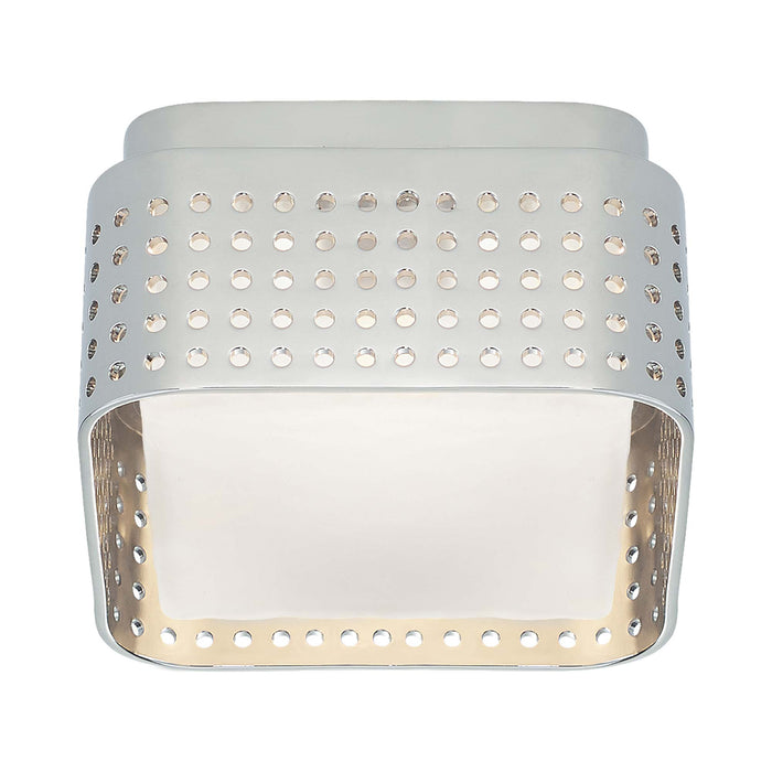 Precision LED Flush Mount Ceiling Light in Polished Nickel/Clouded Glass(4.5" Square).