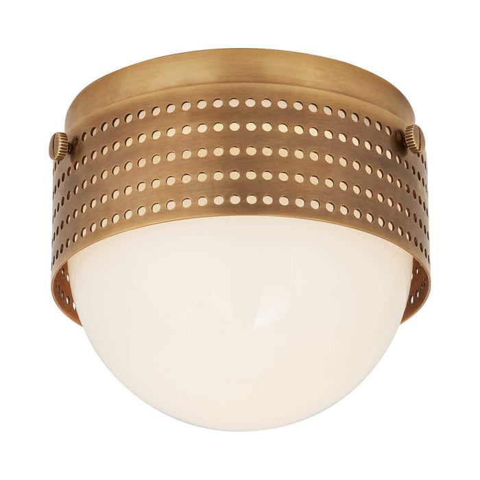 Precision LED Flush Mount Ceiling Light in Antique-Burnished Brass/White Glass(4.5" Round).