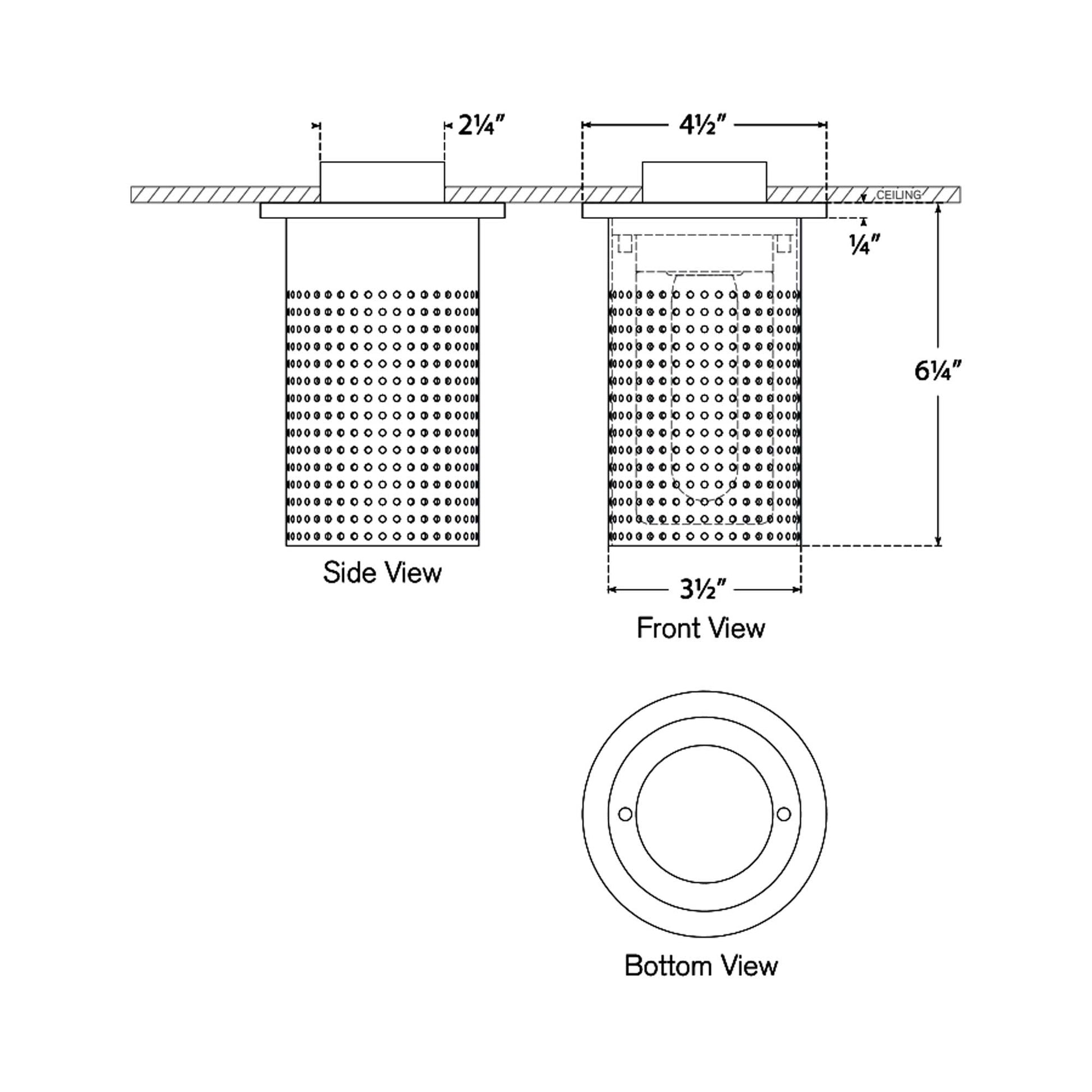Precision Monopoint LED Flush Mount Ceiling Light - line drawing.