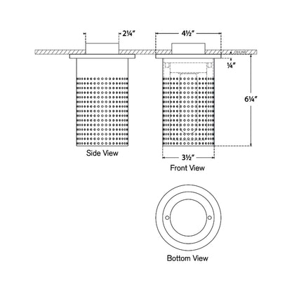 Precision Monopoint LED Flush Mount Ceiling Light - line drawing.