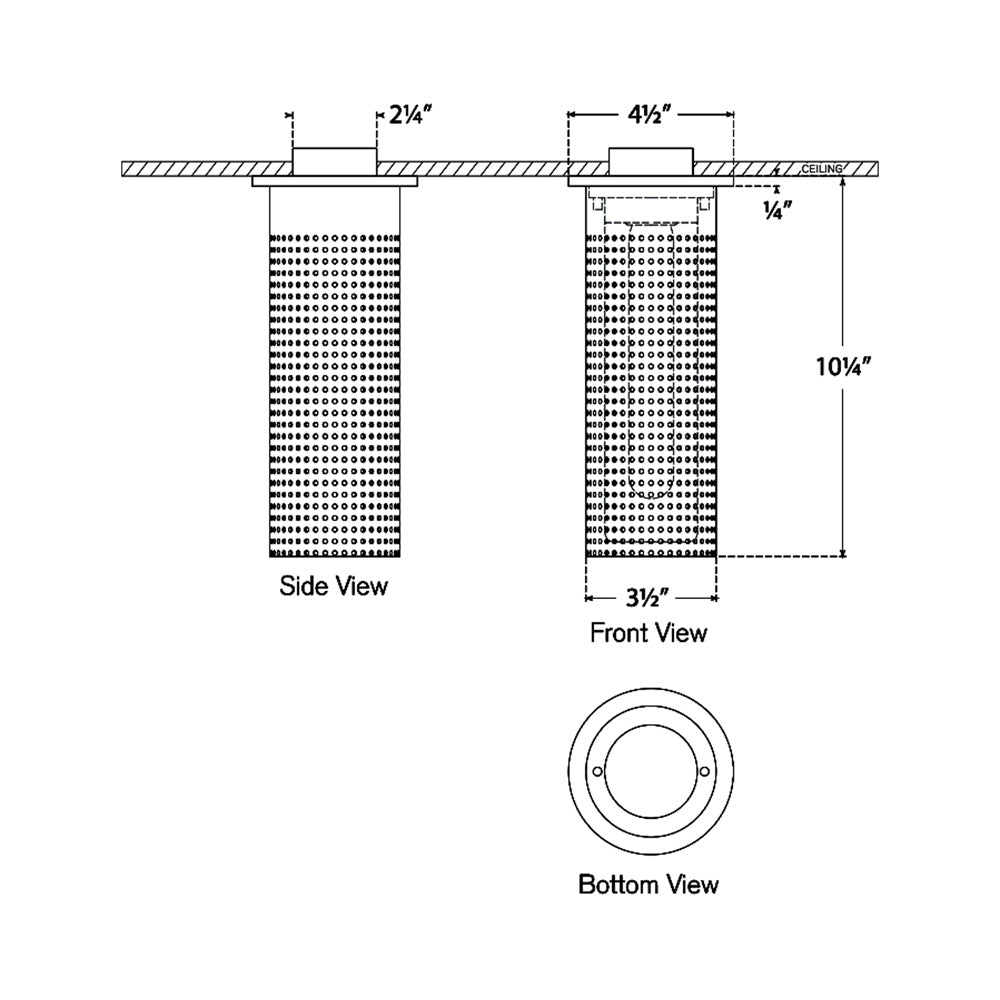 Precision Monopoint LED Flush Mount Ceiling Light - line drawing.