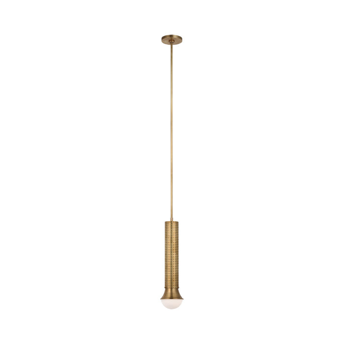 Precision Petite Elongated LED Pendant Light in Antique-Burnished Brass.
