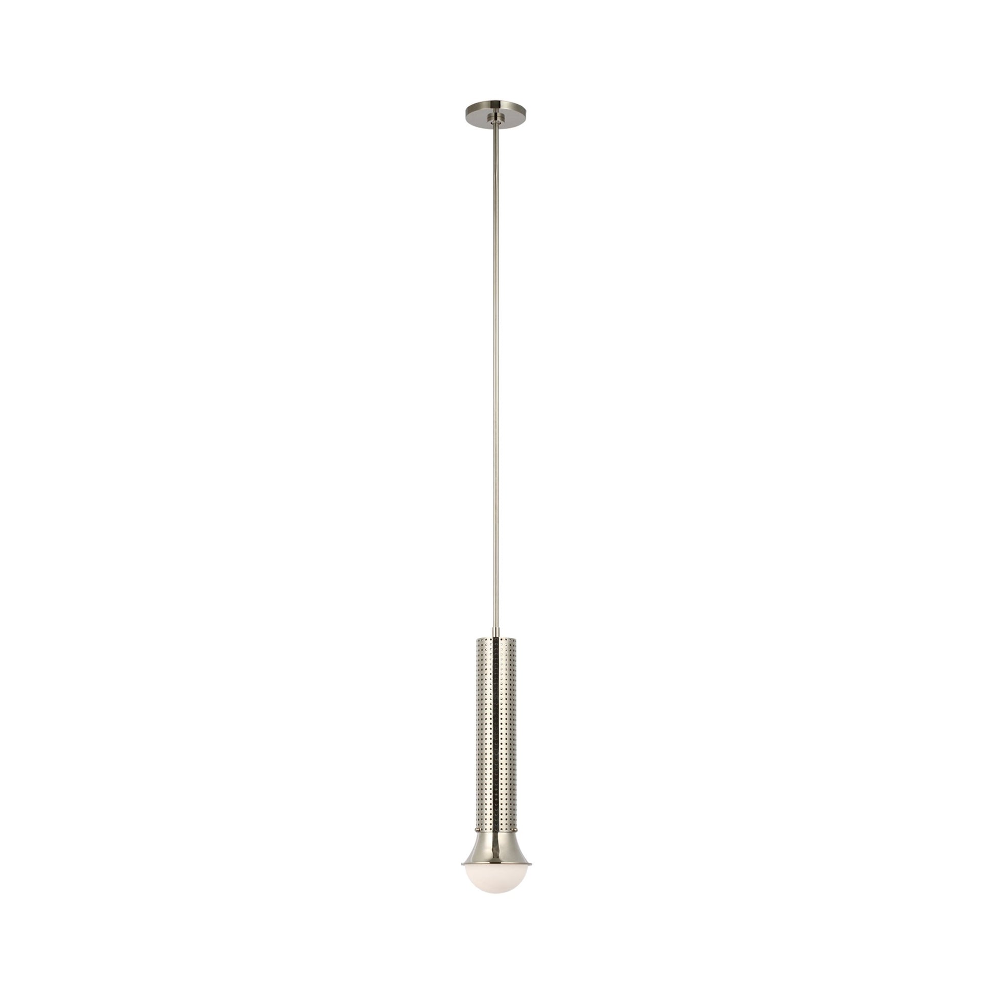 Precision Petite Elongated LED Pendant Light in Polished Nickel.