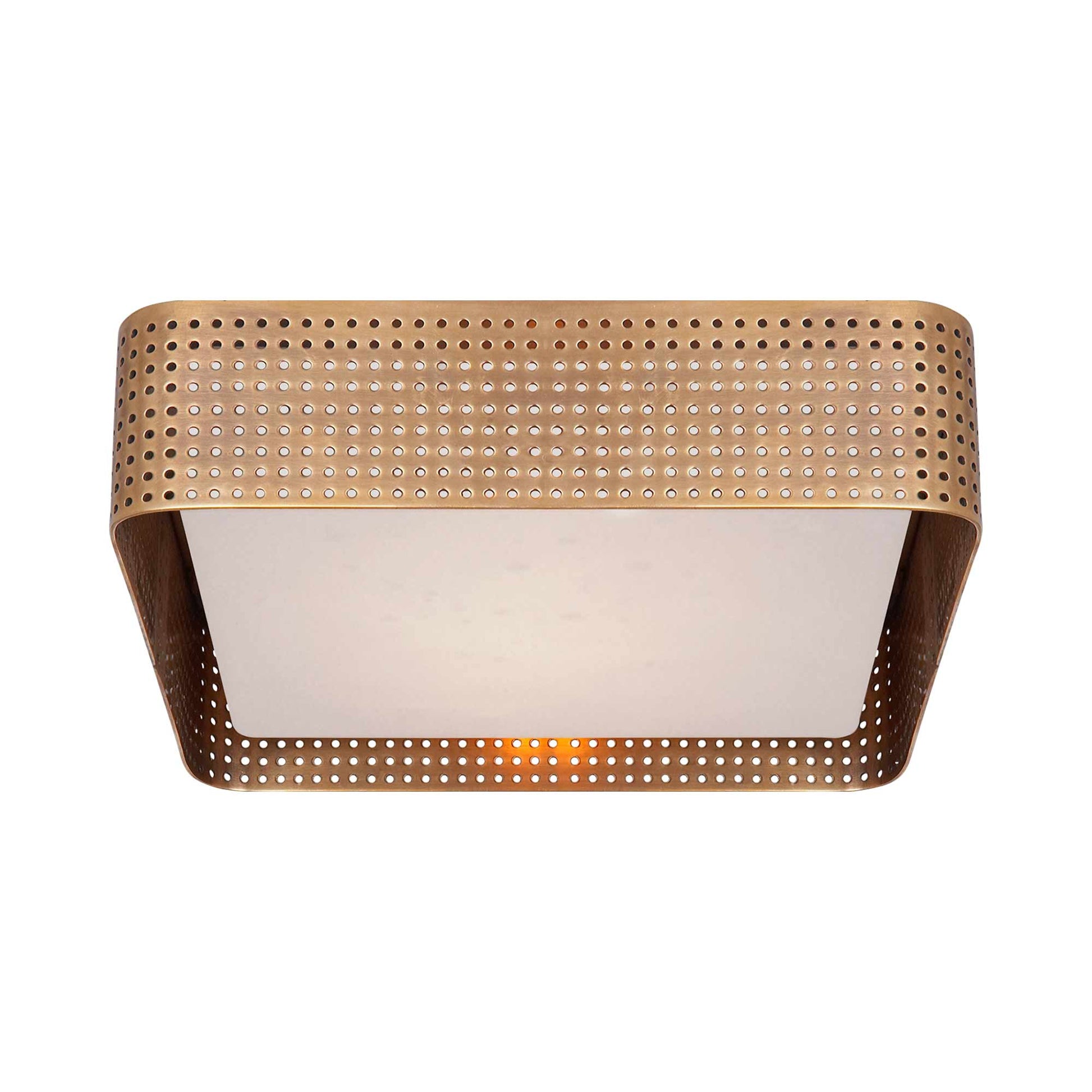 Precision Square Flush Mount Ceiling Light in Antique-Burnished Brass (Large).