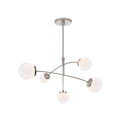 Prescott Chandelier in Polished Nickel/White (Medium).