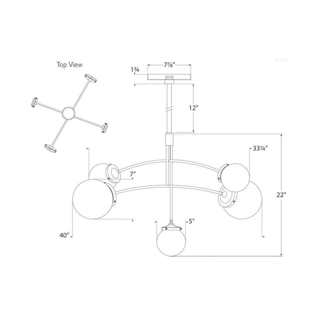 Prescott Chandelier - line drawing.