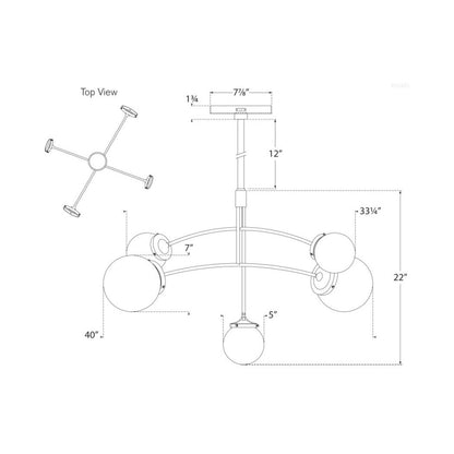 Prescott Chandelier - line drawing.