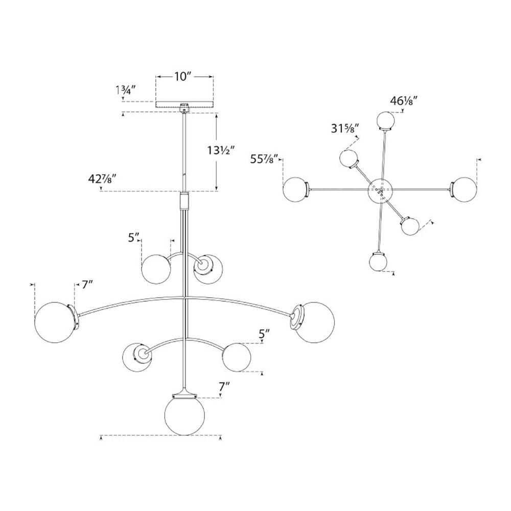 Prescott Chandelier - line drawing.