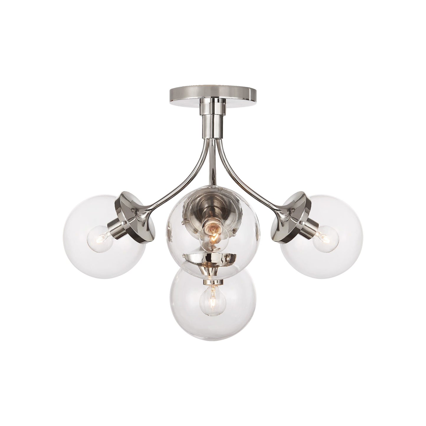 Prescott Semi Flush Ceiling Light in Polished Nickel/Clear(Medium).