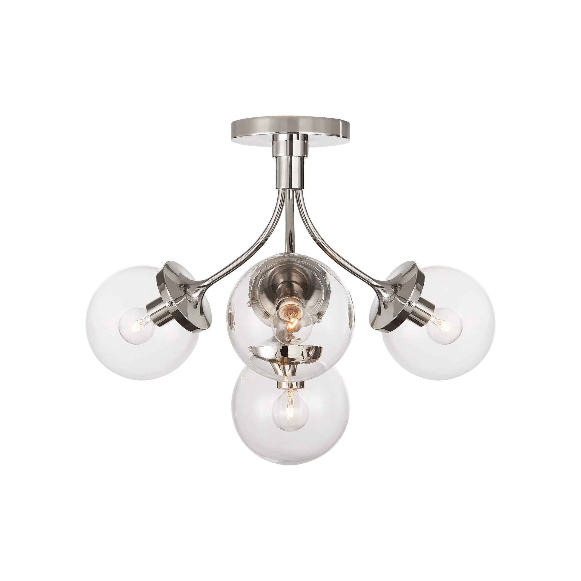 Prescott Semi Flush Ceiling Light in Polished Nickel/Clear(Medium).