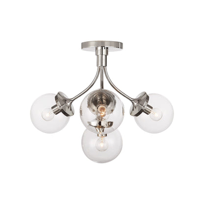 Prescott Semi Flush Ceiling Light in Polished Nickel/Clear(Medium).
