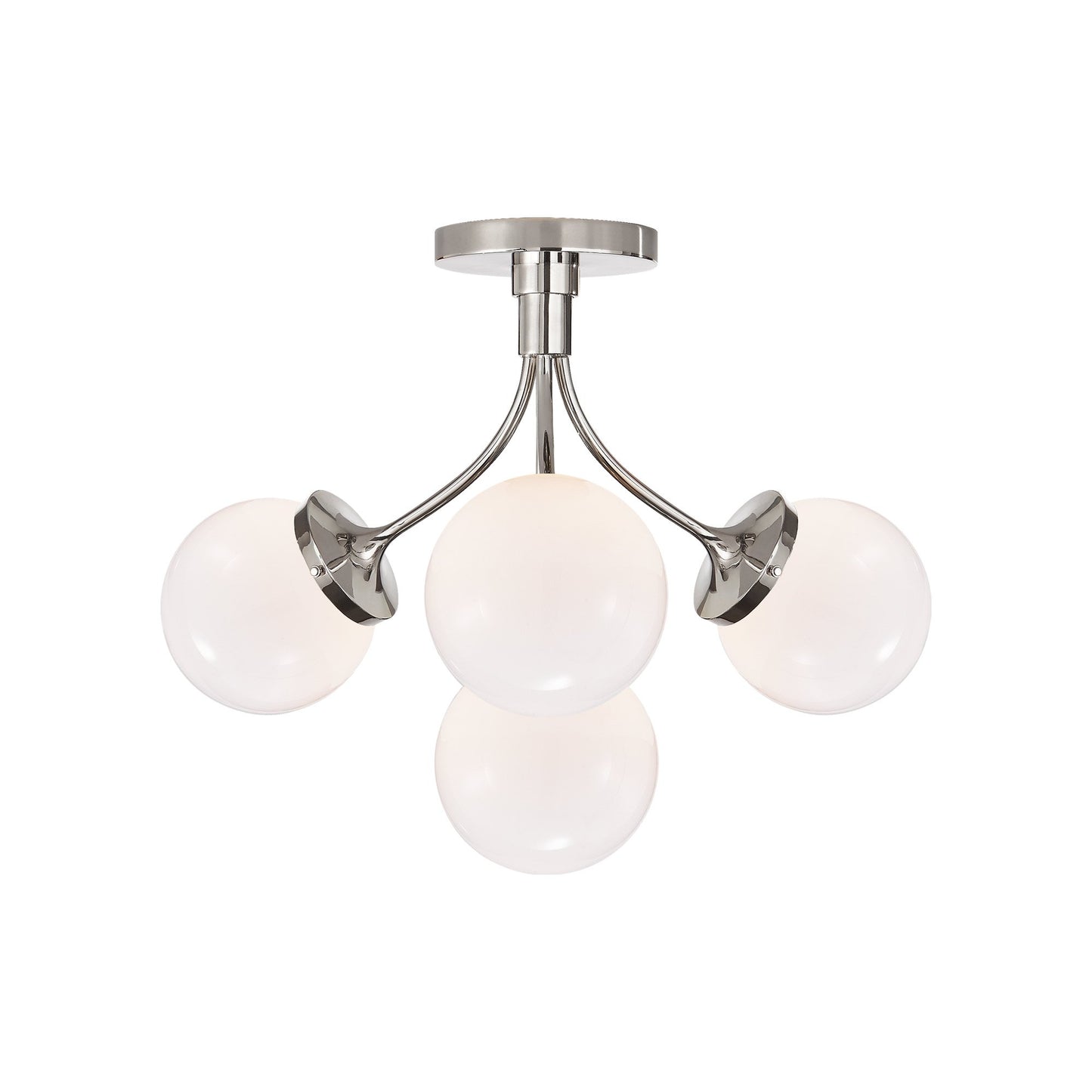 Prescott Semi Flush Ceiling Light in Polished Nickel/White(Medium).