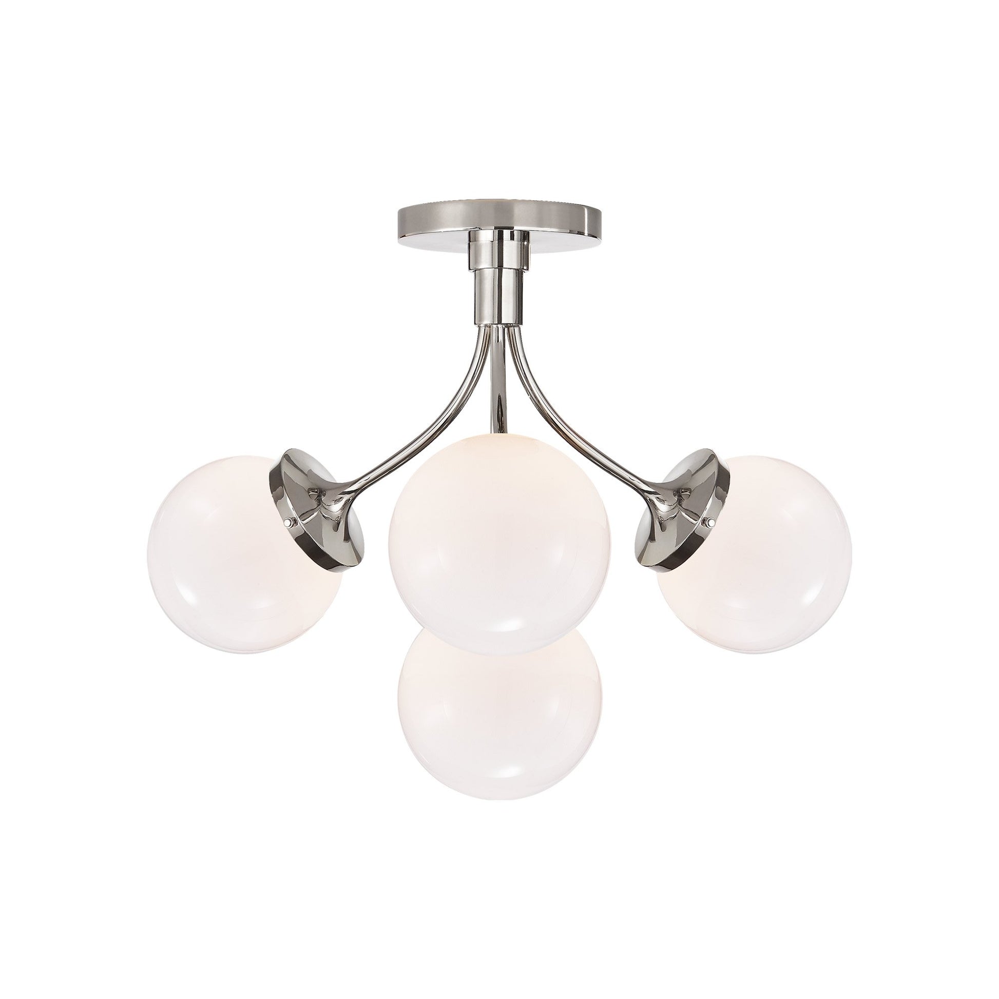 Prescott Semi Flush Ceiling Light in Polished Nickel/White(Medium).