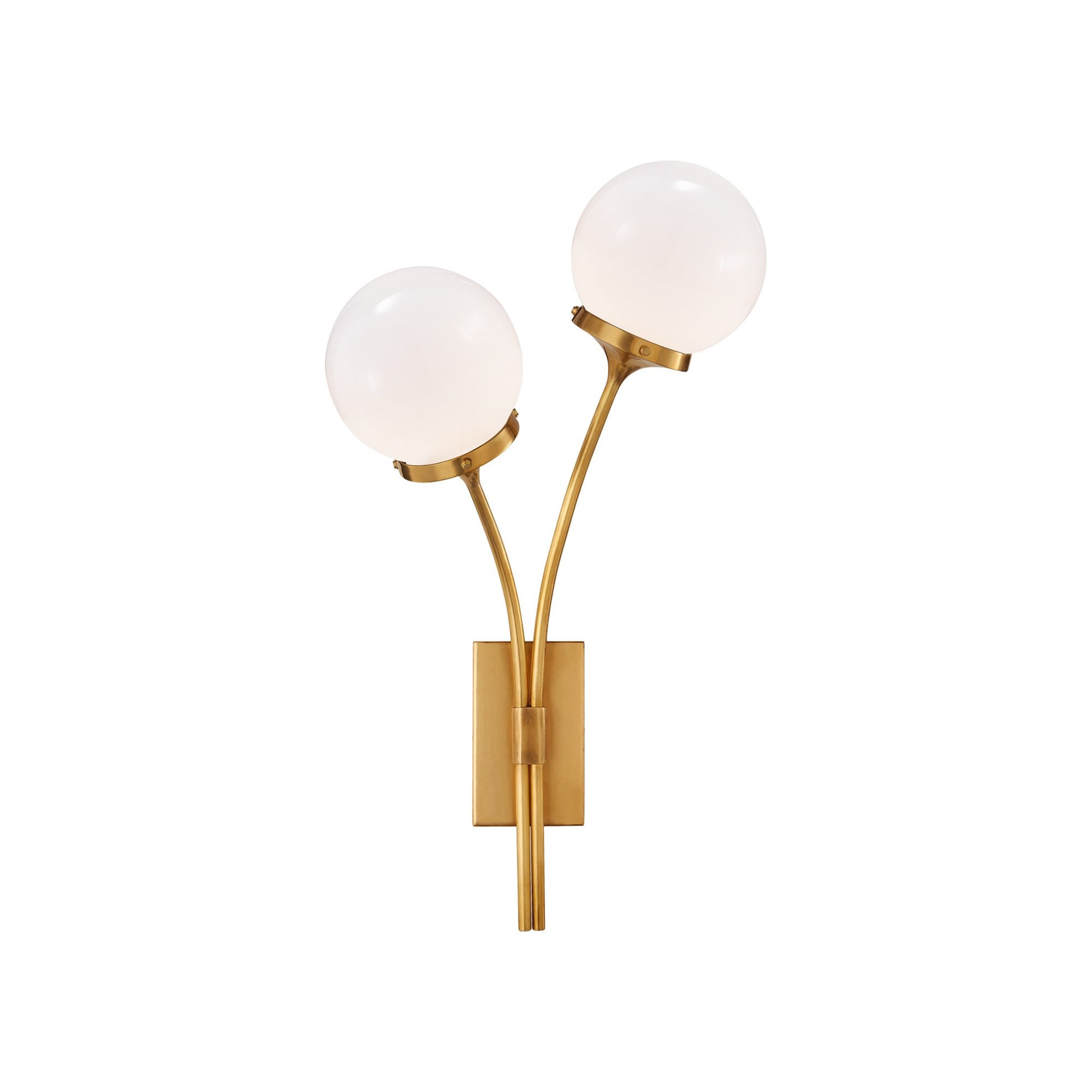 Prescott Wall Light in Soft Brass/White(Left).