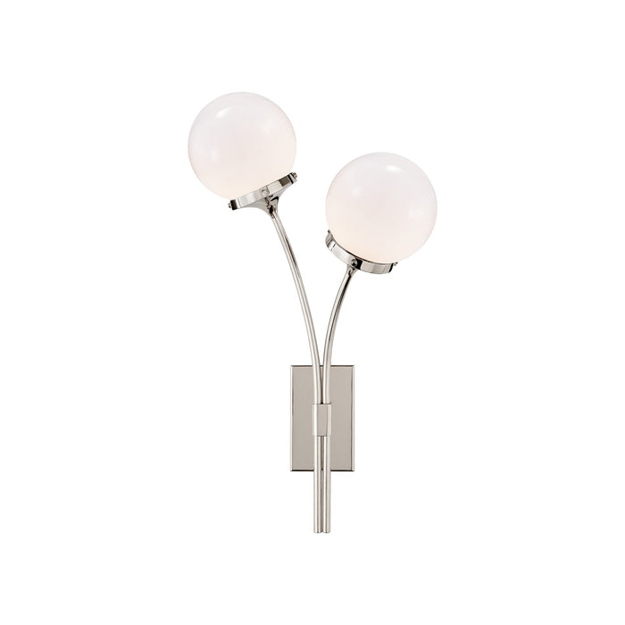 Prescott Wall Light in Right/Polished Nickel/White.