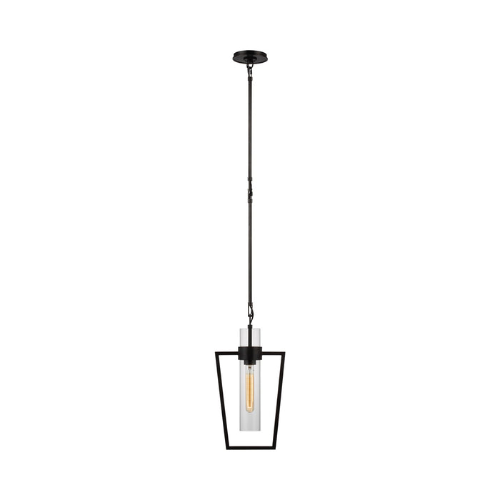 Presidio Caged LED Pendant Light in Bronze/Clear Glass.