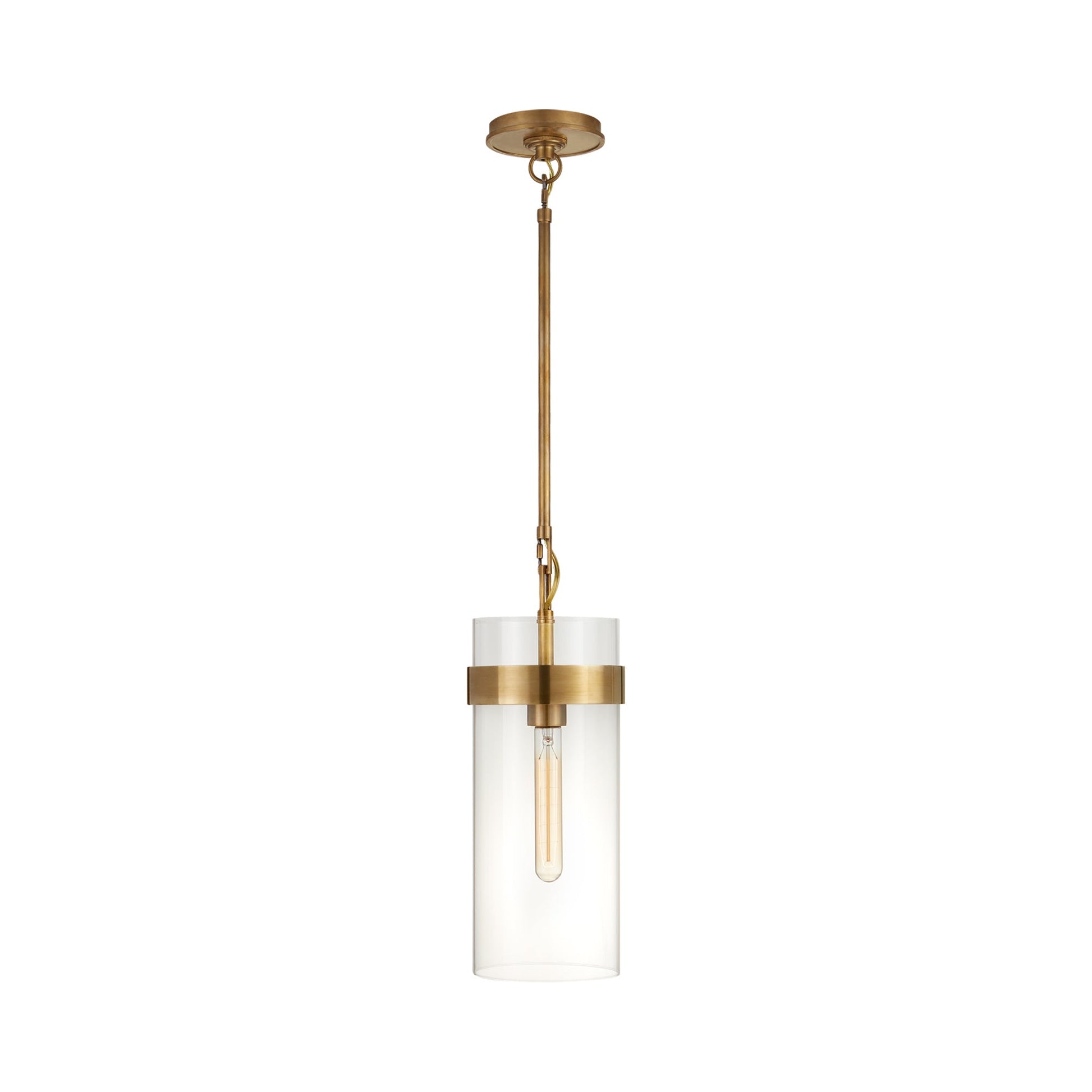 Presidio Pendant Light in Hand-Rubbed Antique Brass/Clear Glass (Small).