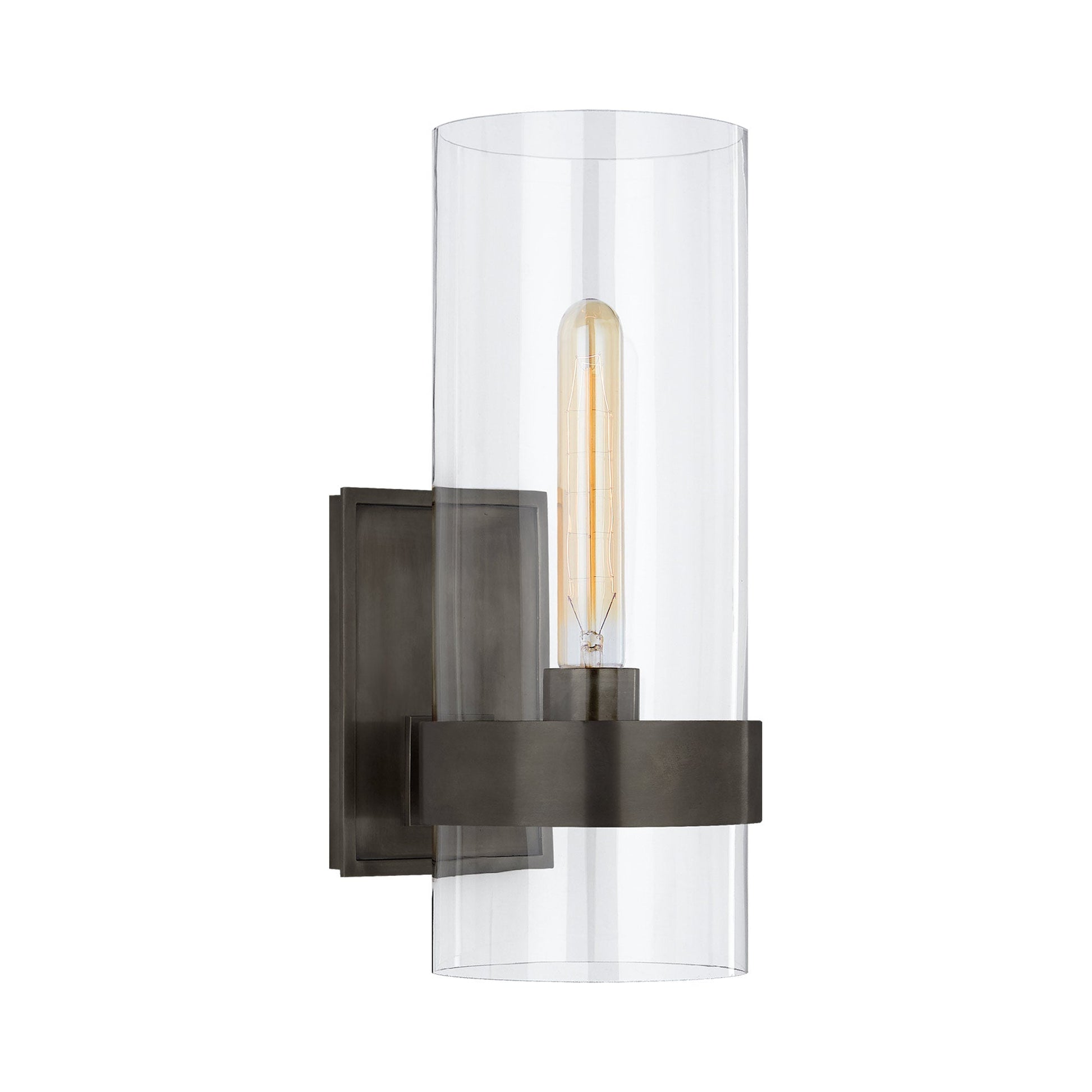 Presidio Wall Light in Hand-Rubbed Antique Brass/Clear Glass (Small/1-Light).