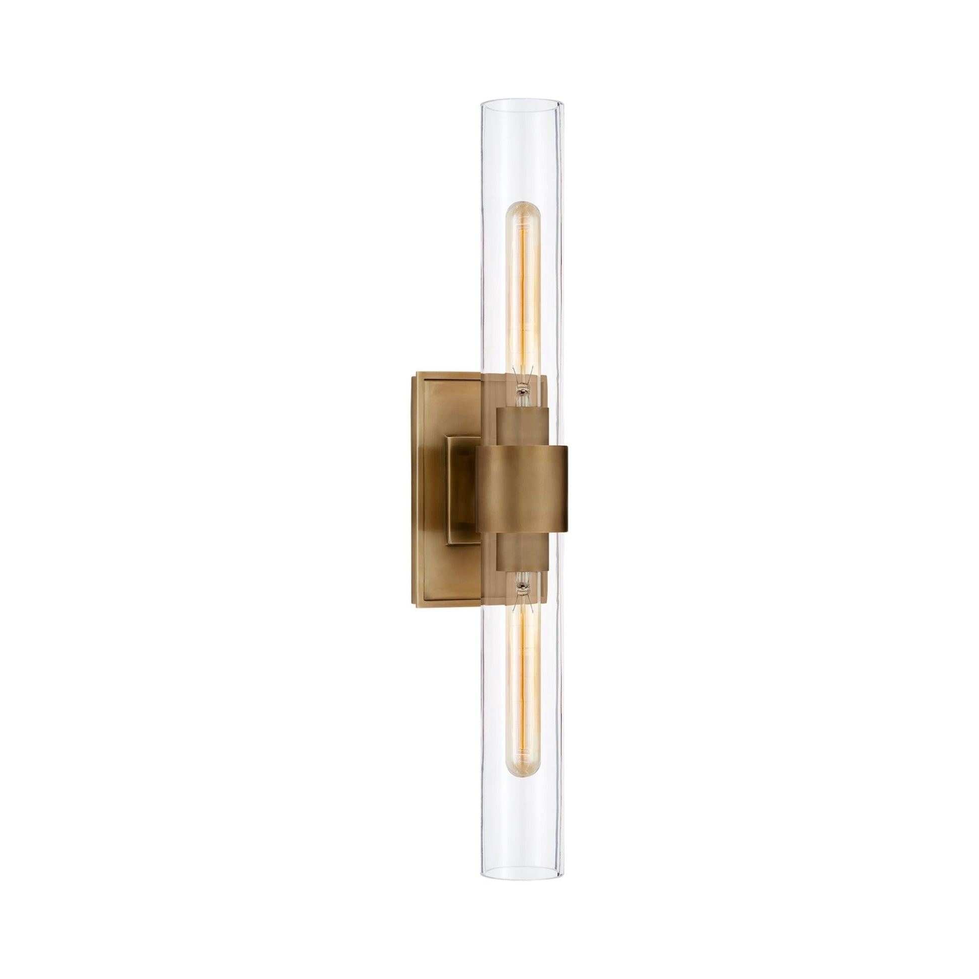 Presidio Wall Light in Hand-Rubbed Antique Brass/Clear Glass (Petite/2-Light).