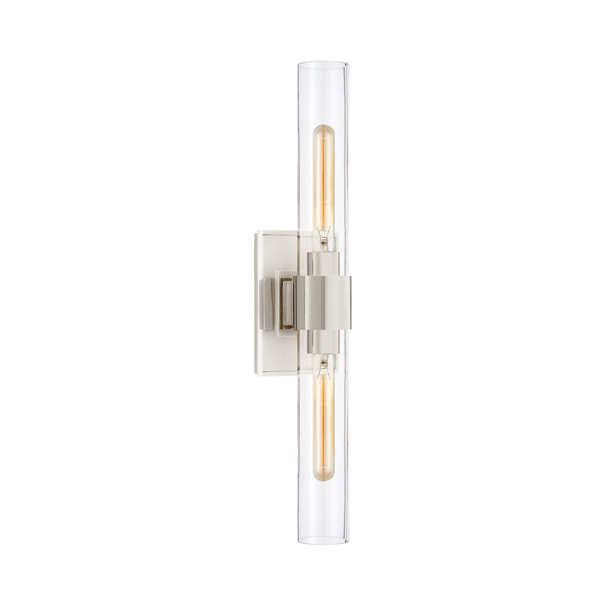 Presidio Wall Light in Polished Nickel/Clear Glass (Petite/2-Light).
