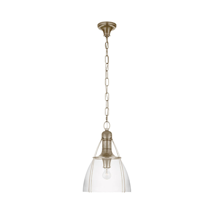 Prestwick Pendant Light in Antique Nickel/Clear Glass (Small).