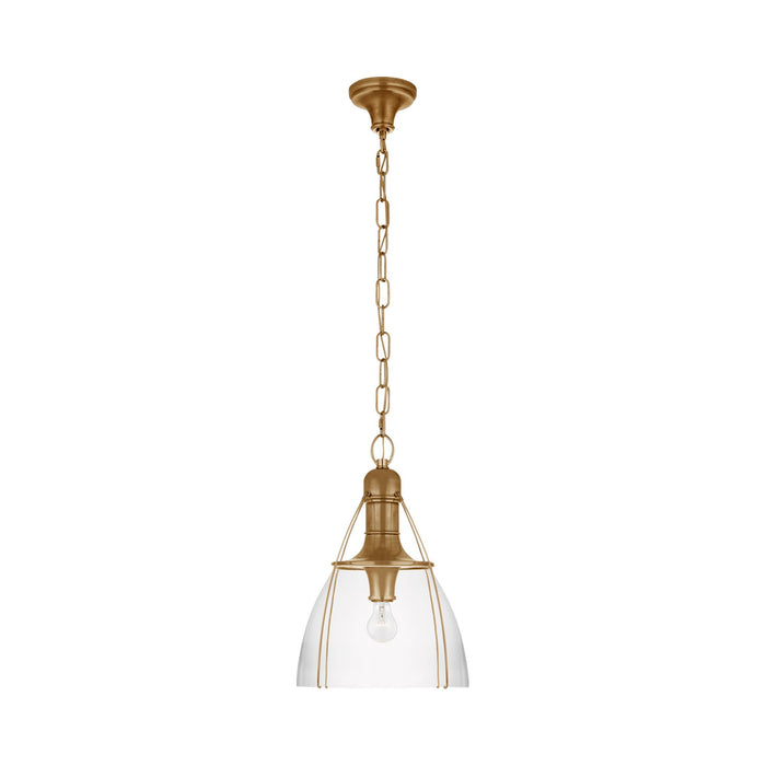 Prestwick Pendant Light in Antique-Burnished Brass/Clear Glass (Small).