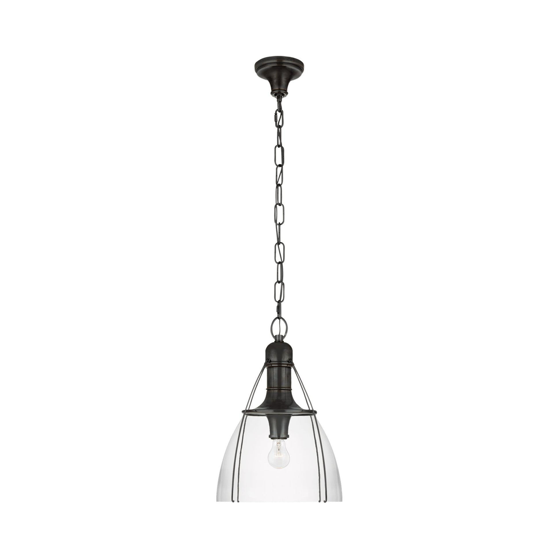Prestwick Pendant Light in Bronze/Clear Glass (Small).