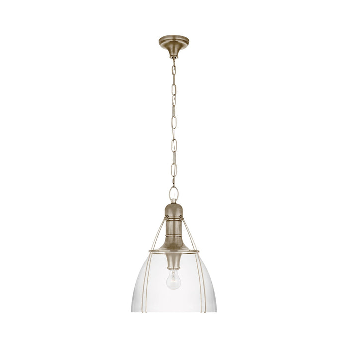 Prestwick Pendant Light in Antique Nickel/Clear Glass (Large).