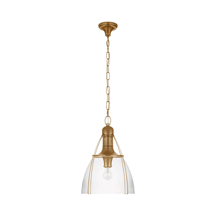 Prestwick Pendant Light in Antique-Burnished Brass/Clear Glass (Large).