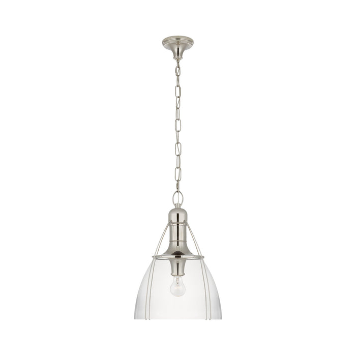 Prestwick Pendant Light in Polished Nickel/Clear Glass (Large).