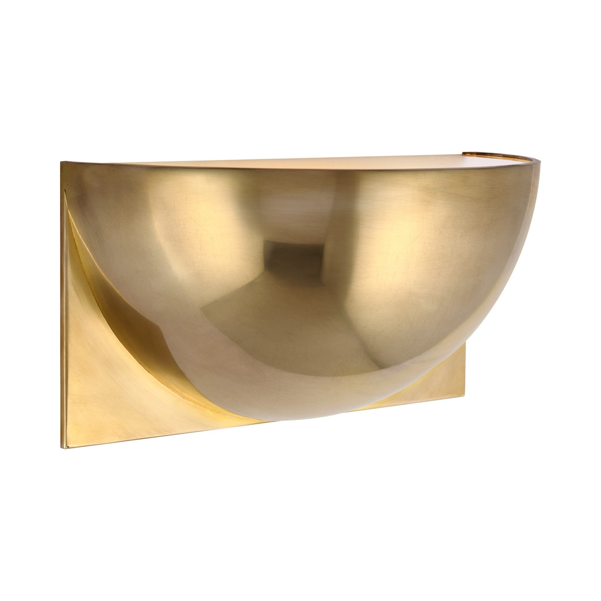 Quarter Sphere LED Wall Light in Natural Brass.