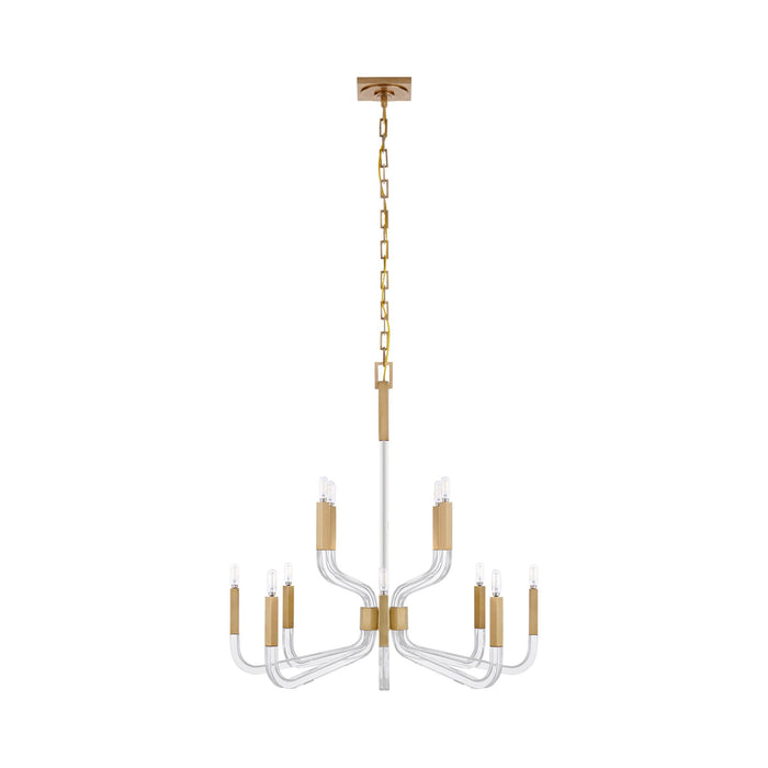 Reagan Chandelier in Antique-Burnished Brass and Crystal/Without Shade (Medium).
