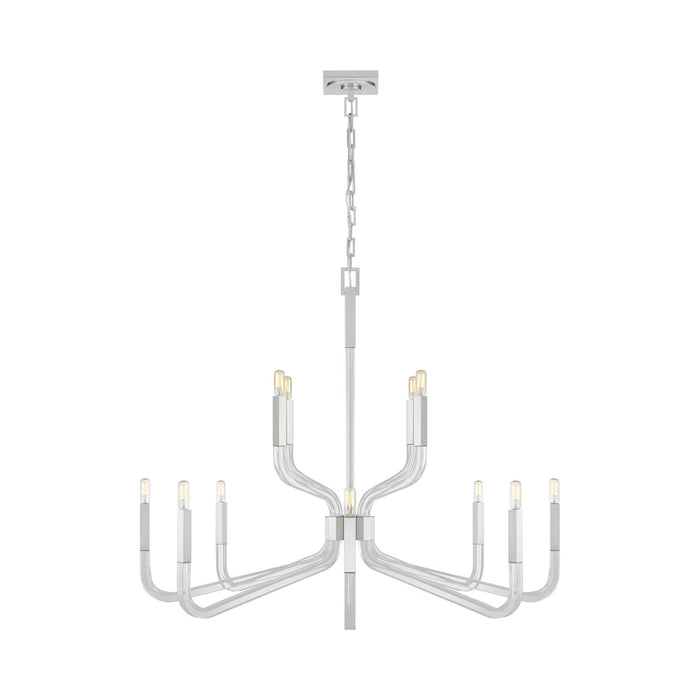 Reagan Chandelier in Polished Nickel and Crystal/Without Shade (Grande).