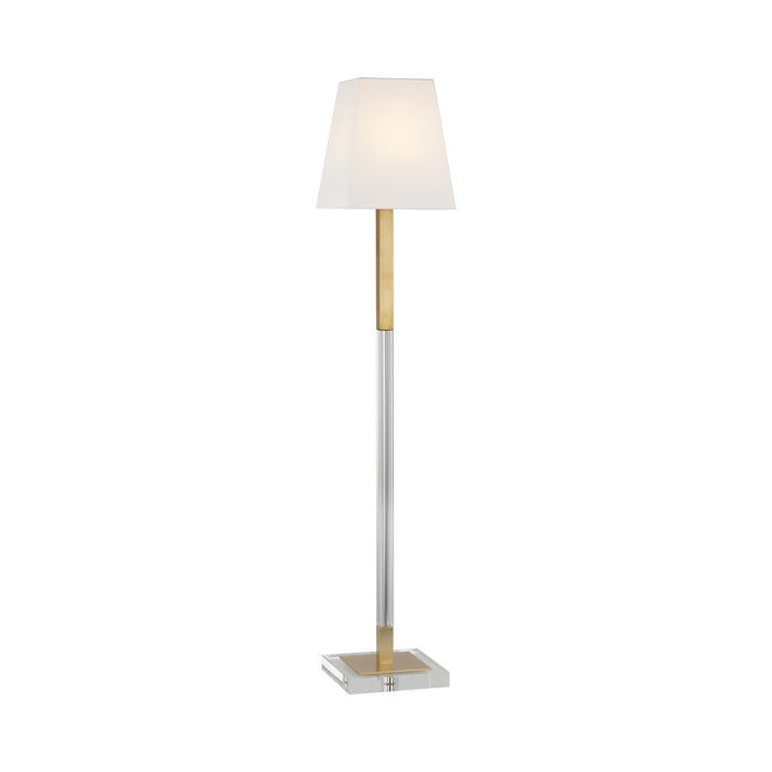 Reagan LED Floor Lamp in Antique-Burnished Brass/Crystal.