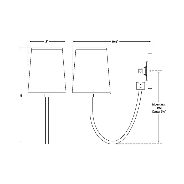 Reed Wall Light - line drawing.