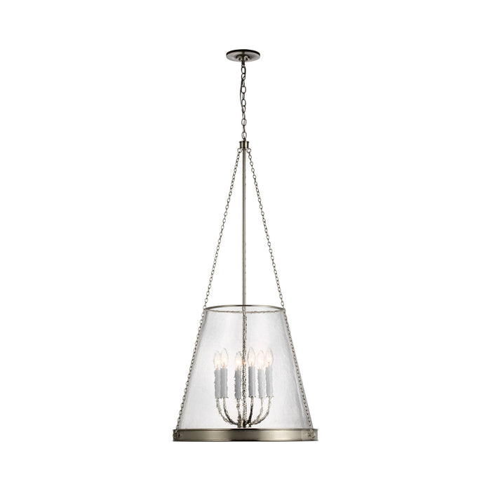 Reese LED Pendant Light in Polished Nickel/Clear Glass (Large).