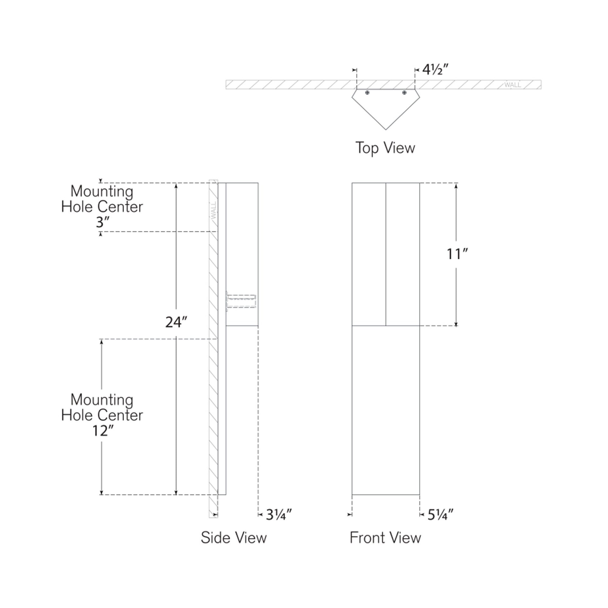 Rega Folded LED Wall Light - line drawing.