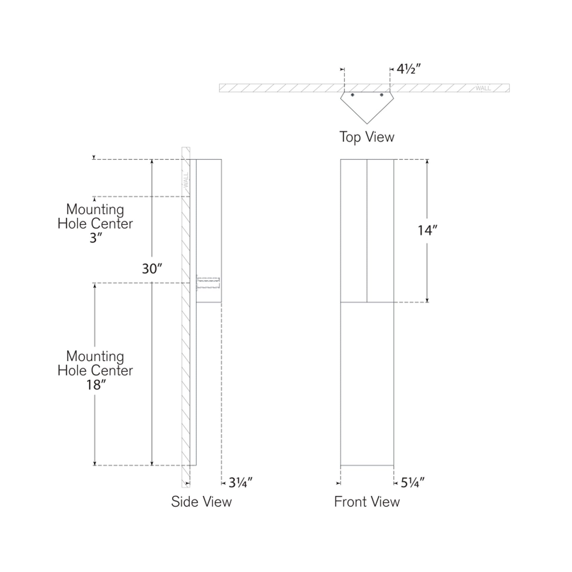 Rega Folded LED Wall Light - line drawing.