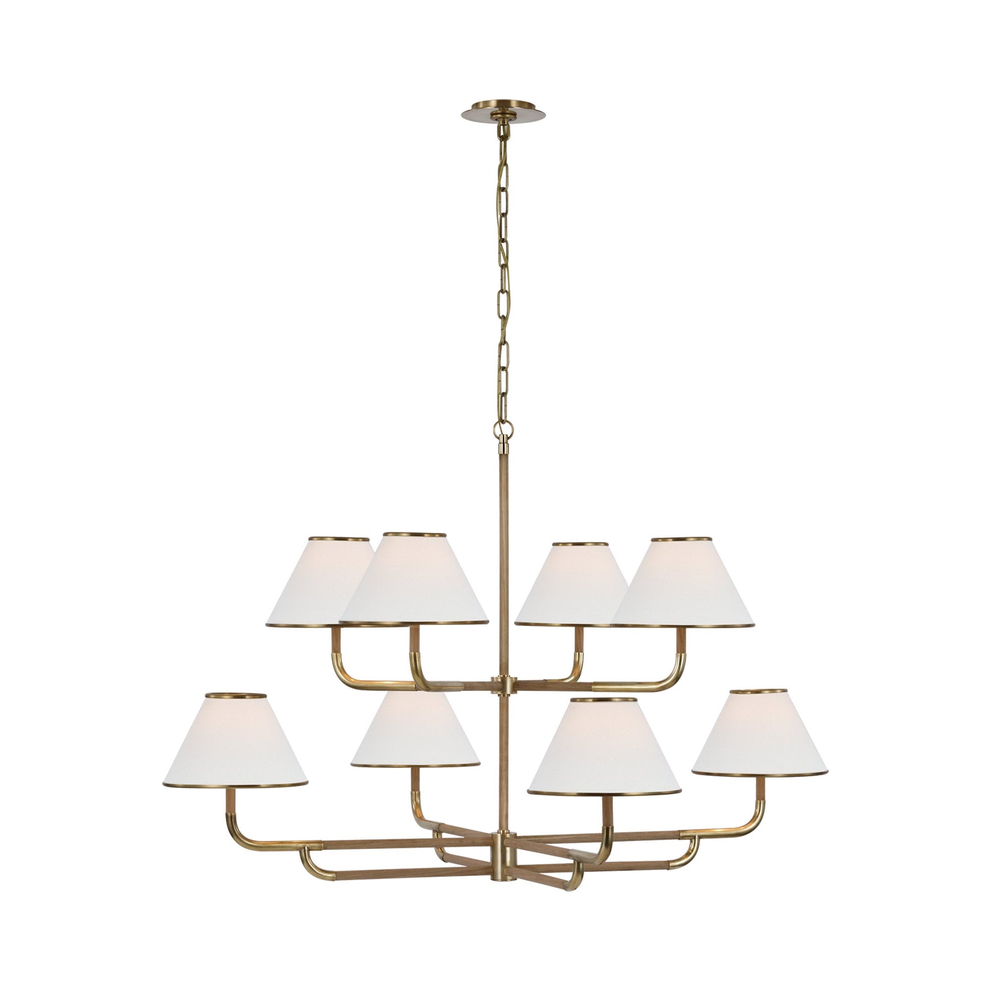 Rigby LED Chandelier in Soft Brass/Natural Oak (8-Light).