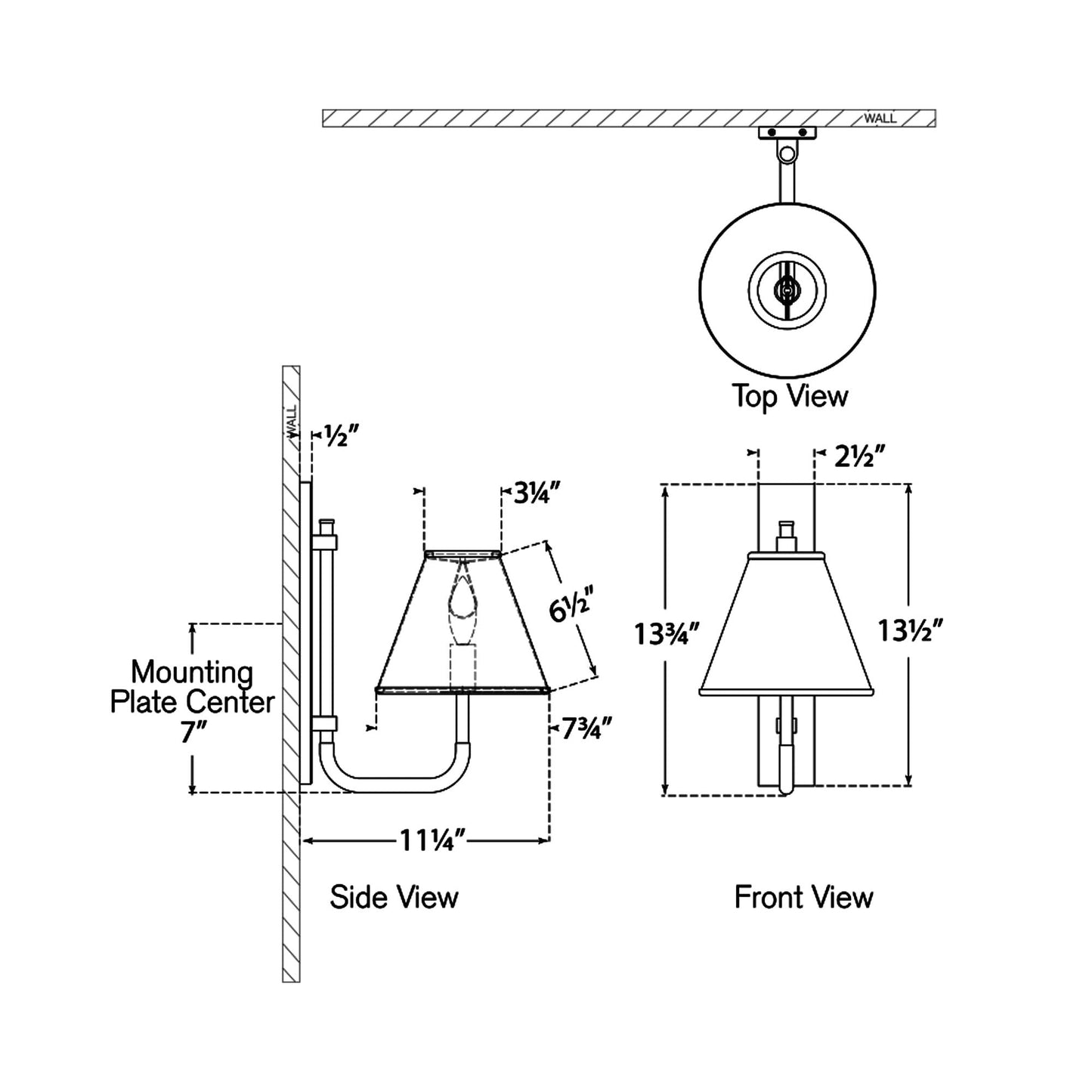 Rigby LED Wall Light - line drawing.